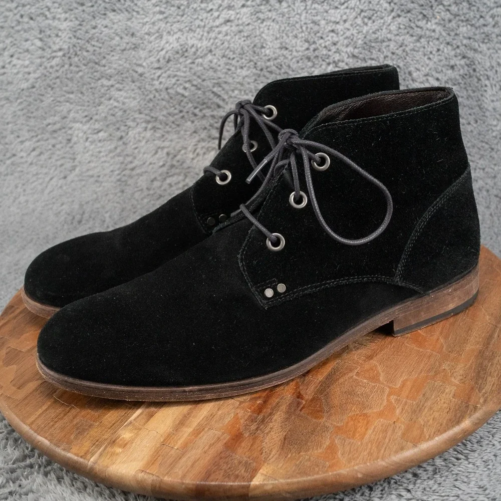 John Varvatos NYC Black Suede Chukka Boots Men's Size 11.5 3 Eye